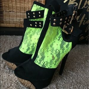 RedKiss Heels - Lace & Black Suede w/ Gold Spikes